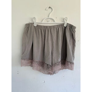 Flora Nikrooz Lace Trim Pajama Shorts XL Gray Taupe